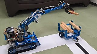 【プログラミング教室モックアップ】林業機械グラップル フォークリフト トレーラー Makeblock Ultimate2.0 mBot