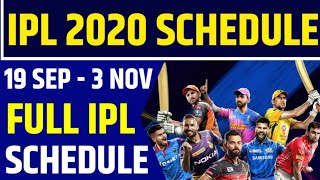 IPL Schedule 2020 | IPL Match time table | IPL 2020 first match | ipl 2020 schedule | ipl time table