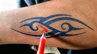Very beautiful tribal tattoo making on hand | How to make tattoo