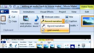 Adding an audio track to movie maker