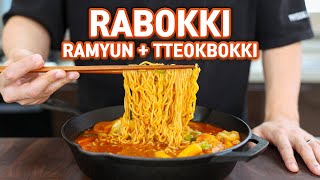 5 Minute RABOKKI l Tteokbokki with Ramyun (Korean Spicy Rice Cake with Ramyun No