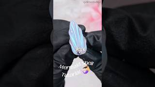 Simple Mermaid Shell Nail Art Tutorial 🧜‍♀️🐚🌊 #3dnailart #nailtutorial #summernails #trending