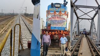 Engine running between Kesinga and Titlagarh on 3rd railway line over Tel river bridge in ECoR