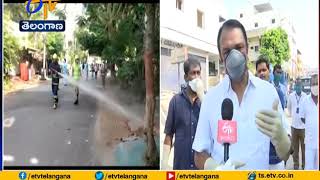 GHMC Teams Spray Disinfectant on Roads \u0026 Sanitation Work Continues | in Vanasthalipuram