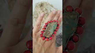 Turquoise Coral Tibetan Ring