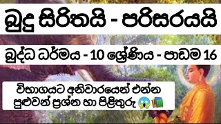 බුද්ධ ධර්මය - 10 ශ්‍රේණිය -16 වන පාඩම - ප්‍රශ්න සහ පිළිතුරු 😱📚 #shortnote #buddhism