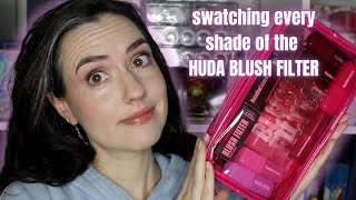 SWATCHING EVERY SHADE OF THE HUDA BEAUTY BLUSH FILTER LIQUID BLUSH