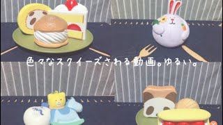 いろんなスクイーズをさわる動画。ゆるめ。