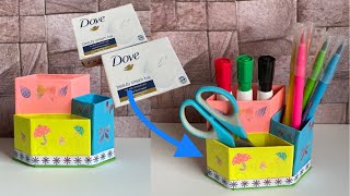 DIY Pen Holder from Waste Soap Box | Cute Desk Organiser | Best out of waste | @SindhusCrafts