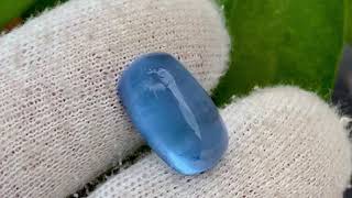 Cat's Eye Aquamarine Cabochon Gemstone Deep Blue Color - 10.30 Carats