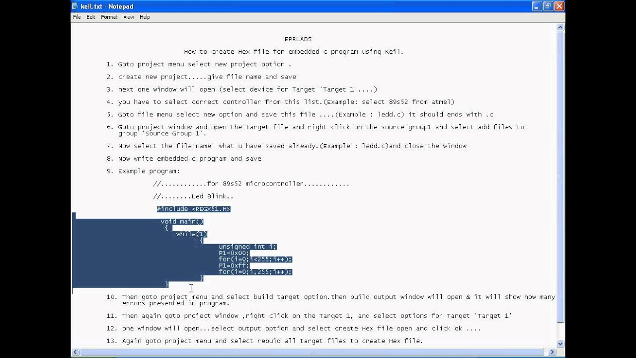 Creating Hex File In Embedded C Using Keil Youtube