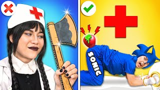 Bad Wednesday Addams Doctor vs Good Sonic the Hedgehog in Wednesday Hospital | Cardboard Kingdom