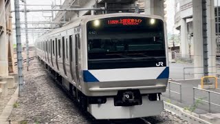 E531系0番台ｶﾂK421編成が快速品川行きとして北千住駅3番線に到着停車するシーン（1182M）2024.4.27.14:47〜ジョイント音最高！〜