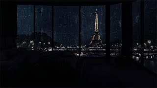 Sleeping in a Paris Apartment: Cozy Thunder Rain for a Blissful Slumber with Eiffel Tower