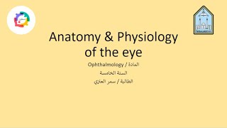 الطالبة : سمر العنزي | شرح محاضرة Anatomy \u0026 Physiology of the eye #مبادرة_تعاون