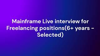 Mainframe Developer live interview
