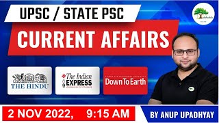 Current Affairs Today for UPSC | Daily Current Affairs In Hindi by Anup Upadhyay Sir 2 November 2022