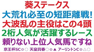 葵ステークス2022予想　波乱必至の芝1200m戦。2桁人気馬が活躍するレースです。