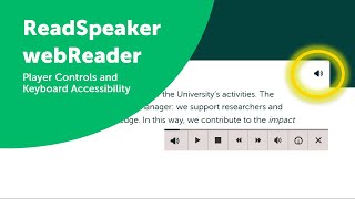 ReadSpeaker webReader : Player Controls and Keyboard Accessibility