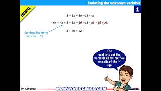 Isolating the for the Unknown Variable: Example 1