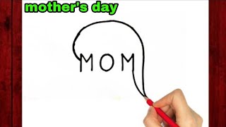 How to draw Mother From Word MOM |  Easy Mother's Drawing | Mother's day drawing | dots drawing