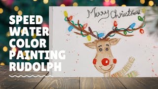 Rudolph Reindeer Speed watercolor painting/ Christmas watercolor painting ideas