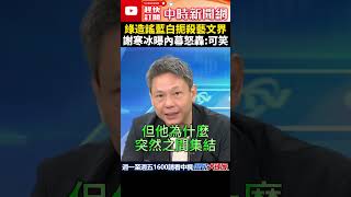 綠造謠藍白扼殺藝文界　謝寒冰曝內幕怒轟：可笑 @ChinaTimes #shorts #總預算 #謝寒冰 #民進黨 #藝文