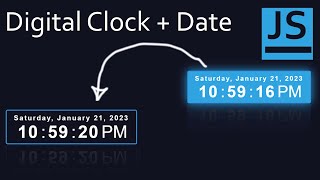 Digital Clock With Date Day, Month, Year Using HTML, CSS & JavaScript