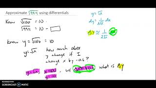 Using differentials to approximate a square root