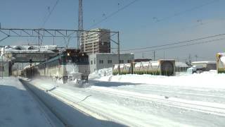 ED79-60+ED79-59重連コンテナ貨物3096列車　2013.02.12東青森