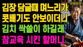 김장 담글때 며느리가 콧배기도 안보이더니 김치 싹쓸이 하길래 참교육 시킨 할머니 노년의 삶의 지혜 행복한 노후생활 부모자식갈등 사연 이야기 오디오북