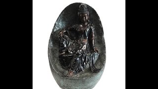 Chinese Handmade Bronze Kwan Yin on Rock Statue cs1073