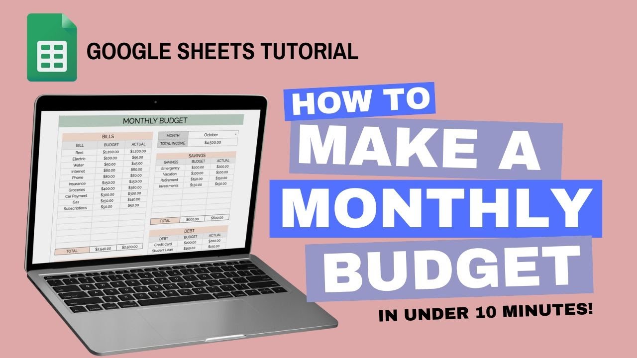 How To Make A Monthly Budget Google Sheets Tutorial Youtube