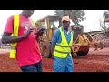 the beginning process of constructing a modern tarmac road...