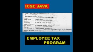 ICSE Class 10 Java | Employee Tax Calculation Program (Solved with Full Explanation)