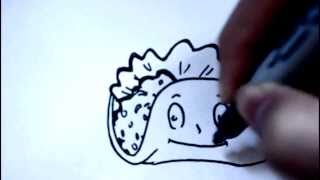 Cute Easy Drawings - How to Draw Cartoon Food - Taco - dibujos animados - dibujo
