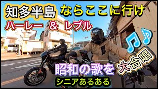 #95 【ハーレー】＆【レブル1100】ツーリング！知多半島ならここに行け！シニアライダーの昭和歌謡曲！マジ最高！【モトブログ】