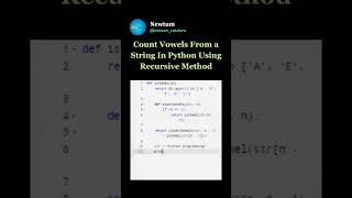 Count Vowels from A String in Python using Recursive Method .. #newtum #coding #elearning #python
