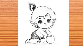 How to make drawing of little krishna | Little Krishna drawing easy | Pencil drawing.@rathorG2arts.