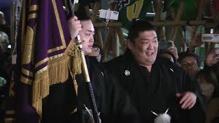 尊富士  初優勝パレード 旗手は錦富士   大阪場所 2024.3