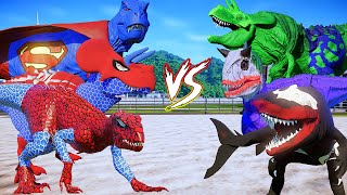 Epic Tyrannosaurus Rex vs Pro 8 Superhero Dinosaurs l Jurassic World Evolution 2025 Spiderman Fight