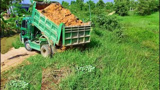 Nicely Job Start New Project!UseTruck Filling land Delete Field Develop,Skill Bulldozer Pushing Soil