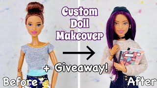 Custom Barbie Doll Makeover Transformation!😱 + Giveaway! Hair Reroot| Repaint| Pierced Ears