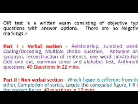 OIR Test Part I (verbal Reasoning) For SSB Interview. - YouTube