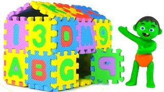 SUPERHERO BABIES BUILD AN ABC HOUSE ❤ SUPERHERO PLAY DOH CARTOONS FOR KIDS