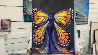 How To Paint “BUTTERFLY LADY”  Acrylic step by step tutorial