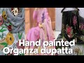 Hand painted Organza Dupatta | DIY hand painted organza Dupatta | Fabric painting on Organza Dupatta