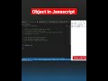 Object in JavaScript in Hindi #shorts #javascript