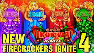 SO MUCH ACTION on the NEW Bao Zhu Zhao Fu IGNITE 4 Firecrackers Slot Machine!!