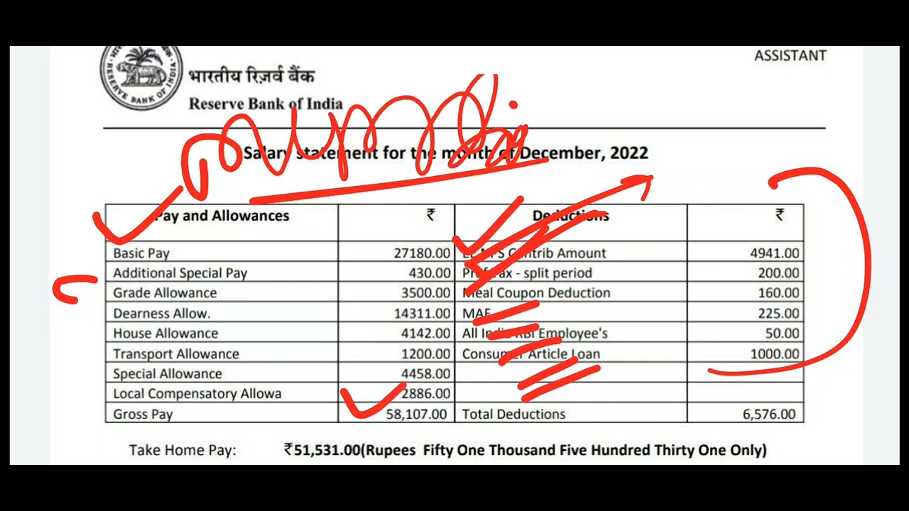 RBI Assistant 2023 Latest New Joinee Salary Slip RBI Assistant Vs SSC ...